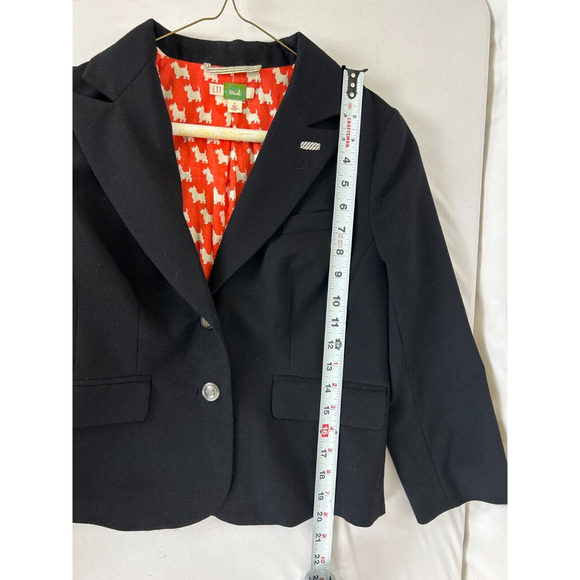 Ett Twa Anthropologie Blazer Women's Size 0 Black Wool Elbow Patch Short - Picture 9 of 10